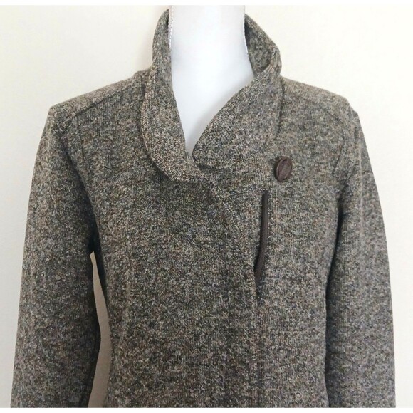 Sherpa Adventure Lhamu Jacket Gray Fleece Knit Zip Front Knee Length Sz M - Picture 3 of 15